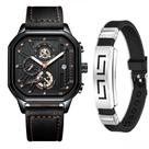 Kit Relógio Poedagar Masculino Casual Luxo Cronógrafo Kit Com Pulseira