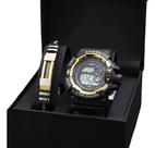 Kit Relógio + Pulseira Masculino Digital Esportivo Luxo Pret