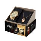 Kit Relógio Seculus Feminino com Colar Jesus Dourado