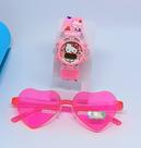 Kit Relógios Infantil Meninas Digital Pisca Luz Led Princesas Barbie Labubu + Óculos de Sol Meninas Coração Flexível