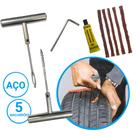 Kit Remendo Conserto e Reparo Pneu Sem Camara Macarrão 9 em 1 Carro e Moto Completo