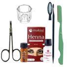 Kit Rena sobrancelha Designer Profissional Henna makiaj com tesoura navalha Dappen palito medidor