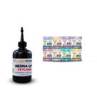 Kit Resina de Cura UV VR Flash 100g + 8 Pastas Cor Light 25g