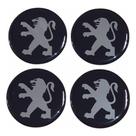 Kit resinado jogo 4 emblema de calota 48mm peugeot preto