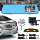 Kit Retrovisor C/ Tela + Câmera Ré E Frontal + Sensor Ré Prata Cromado Cromo Jetta 2011 2012 2013 2014 Estacionamento