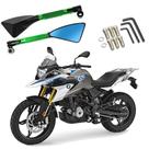 Kit Retrovisor Triangular Esportivo Stallion R08 Verde para Moto BMW G 310 GS 2016 2017 2018 2019