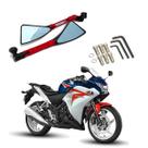 Kit Retrovisor Triangular Esportivo Stallion R08 Vermelho para Moto Honda CBR 250R 2012 2013