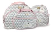 Kit Revenda Bolsas Mochila Bebê Saída Maternidade Barato Atacado - Cinza com Branco