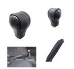 Kit Revestimento Couro Manopla Câmbio Manual e Alavanca Freio de Mão Honda Fit 2009 a 2014
