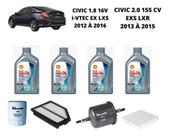 Kit revisão troca de oleo new civic 1.8 2.0 13 a 15 shell