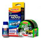 Kit Revitalizador Líquido Farol Novo + Renovador de Plásticos e Borrachas Brilho Original Luxcar