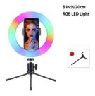 Kit Ring light tripé iluminador selfie vídeos make 8 Pol + Tripé De Mesa + Suporte Cel