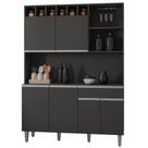 Kit Rita 130cm Cozinha Compacta com Nichos Cinza - Bela Móveis Kit Rita 130cm Cozinha Compacta com Nichos Cinza - Bela Móveis