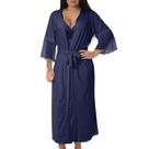 Kit Robe Longo E Camisola Longa Decote Microfibra Renda Luxo Cor:MarinhoTamanho:G
