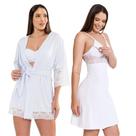 Kit Robe Noiva Camisola Amamentação Curta Gestante Maternidade