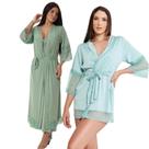 Kit robe noiva roupão longo robe luxo sexy curto