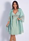 Kit Robe Roupão de Banho + Camisola Com Renda Lingerie Luxo Conforto