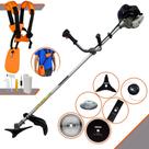 KIT Roçadeira Anmax CG430B À Gasolina 43cc 1,7HP Multifuncional Com Carretel de Nylon + Lâmina Facão + Lâmina 3 Pontas + Lâmina Disco 40 Dentes + Lâmina Disco 80 Dentes + Escova de Aço