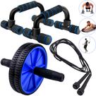 Kit Roda Abdominal Barra De Flexão Corda De Pular Exercício Treino Kit Roda Abdominal Barra De Flexão Corda De Pular Exercício Treino