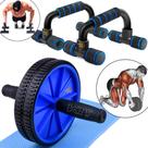 Kit Roda Abdominal + Par Barra de Flexão Paralela Treino Exercício Funcional