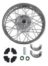 Kit Roda Traseira Biz 125 Biz 100 Aro Raios Cubo Montado Prateado