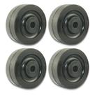 Kit Rodas 414 (4pol) Borracha p/ Carrinhos Plataforma (4 UN)