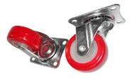 Kit Rodizio Giratório Vermelho 2'' Com 2 Peças Na Cartela