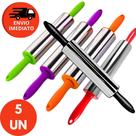 Kit Rolo Abrir Massa Macarrão Pães Inox Cabo Plástico Colorido Pizzaria Confeitaria Doce Pastel