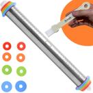 Kit Rolo De Massa Ajustável Inox com Anéis Nivelador e Pincel Culinário