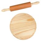 Kit Rolo para massa móvel 23x6 Cm com Tábua redonda 40 Cm