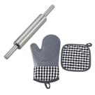 Kit Rolo Para Massas Em Aço Inox + Luva e Porta-Panelas