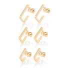 Kit Rommanel Com 3 pares De Brincos Luxo Com Zircônias Banhados Ouro 18k Kit Rommanel Com 3 pares De Brincos Luxo Com Zircônias Banhados Ouro 18k