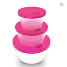 Kit Rosa 3 Conjunto Vasilha De Redondo com Válvula e tampa Colorida Helsim