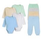 Kit Roupa Bebê 8 Peças Body Longo e Mijão Liso Menino Menina Kit Roupa Bebê 8 Peças Body Longo e Mijão Liso Menino Menina