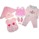 Kit Roupa Bebê Reborn com 3 Trocas Manta e Naninha Rosa