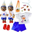 Kit roupa boneca para baby alive - halloween chapeu - 7 pçs