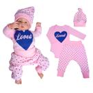 Kit Roupa de Bebê 3 Peças Body Calça Mijão Touca Enxoval Kit Roupa de Bebê 3 Peças Body Calça Mijão Touca Enxoval