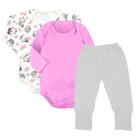 Kit Roupa de Bebê 3 Peças Enxoval Body Longo E Mijão Vira Pé Kit Roupa de Bebê 3 Peças Enxoval Body Longo E Mijão Vira Pé