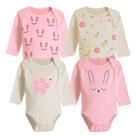 Kit Roupa De Bebê 4 Peças Body Estampado Manga Longa Algodão