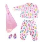 Kit Roupa de Boneca Luxo Adora Doll e Reborn Pijaminha Pompom Laço de Fita