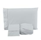 Kit Roupa de Cama Casal 3 Peças 400 Fios Toque de Cetim Cinza