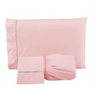 Kit Roupa de Cama Casal 3 Peças 400 Fios Toque de Cetim Rose