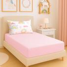 Kit Roupa De Cama Jogo de Lençol Solteiro 2 Peças Infantil Bouti Menino Menina Com Elastico Liso Fronha Estampada Kids