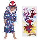 Kit Roupão Capuz Aveludado Toalha Felpudo Spider-Man 2 Pçs Kit Roupão Capuz Aveludado Toalha Felpudo Spider-Man 2 Pçs