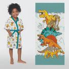 Kit roupão felpudo infantil+toalha-lepper-estampado - diverssauro