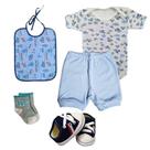 Kit Roupas Bebê 5 Peças Body Shorts Babador Sapatinho e Meia