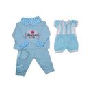 Kit Roupinha Bebê Reborn Jardineira + Pijama 5 Peças Azul
