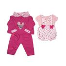 Kit Roupinha Bebê Reborn Jardineira + Pijama 5 Peças Pink