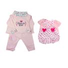 Kit Roupinha Bebê Reborn Jardineira + Pijama 5 Peças Rosa