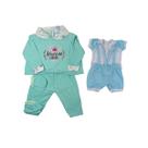 Kit Roupinha Bebê Reborn Jardineira + Pijama 5 Peças Verde
